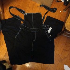 Black Overalls with Contrast Stitching | Mediums
